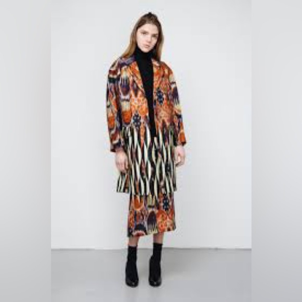 Dries Van Noten Rodel Jaquard Coat in Desb Sz Small Minimalist Open Front - Picture 3 of 11